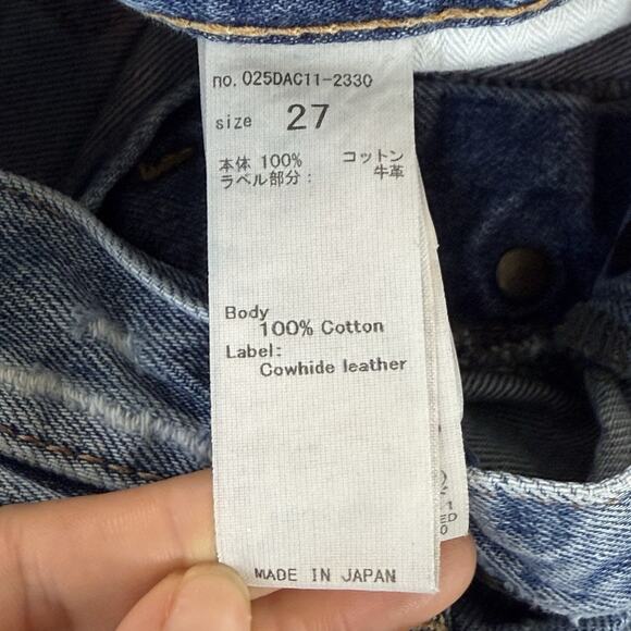 Moussy Cut Off Shorts Size 27 Blue Denim High Rise Button Fly Inseam 9” Japan - Picture 10 of 13